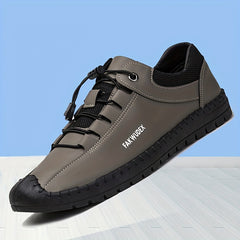 Men's No Tie Microfiber Leather Sneakers Casual Walking Shoes