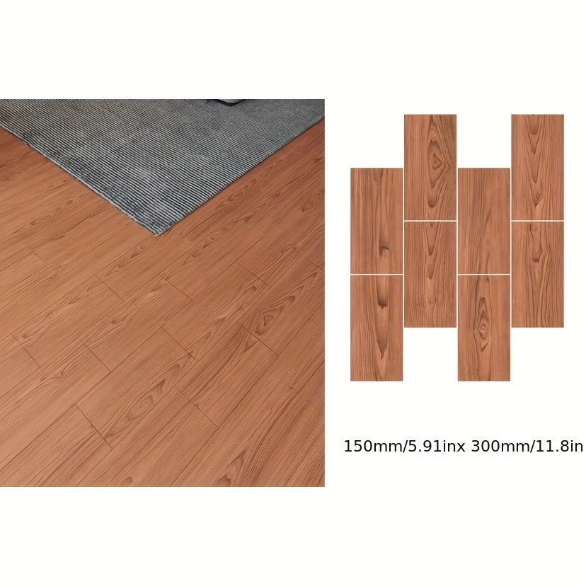 8pcs Wood PVC Floor Tile Peel And Stick Classic Wood Grain Self Adhesive