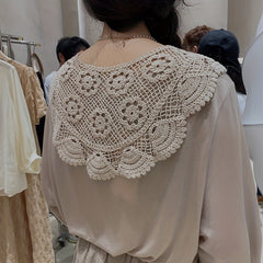 Cotton Lace Up Triangle Scarf Floral Hollow Out Shawl