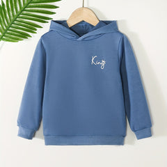 KING Print Kid's Hoodie Long Sleeve Top Hooded Pullover