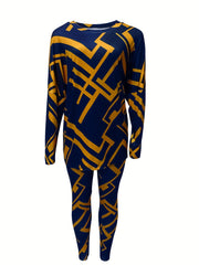 Women's Plus Geo Print Top & Leggings Two Piece Set