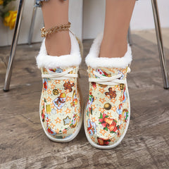 Women's Christmas Winter Boots with Cartoon Designs and Plush Warm Lining