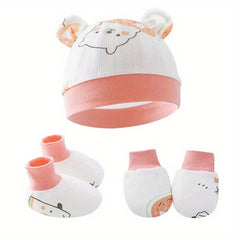 Breathable Baby Hat Cotton Print Gloves & Foot Cover Set