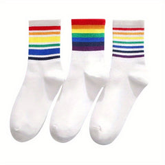 6 Pairs Kids Rainbow Crew Socks for Autumn/Winter