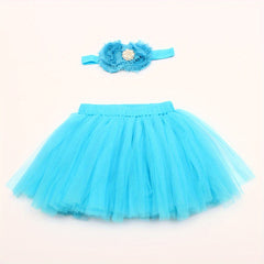 2pcs Baby Rabbit Skirt Headband Children's Photography Clothing Pink Purple