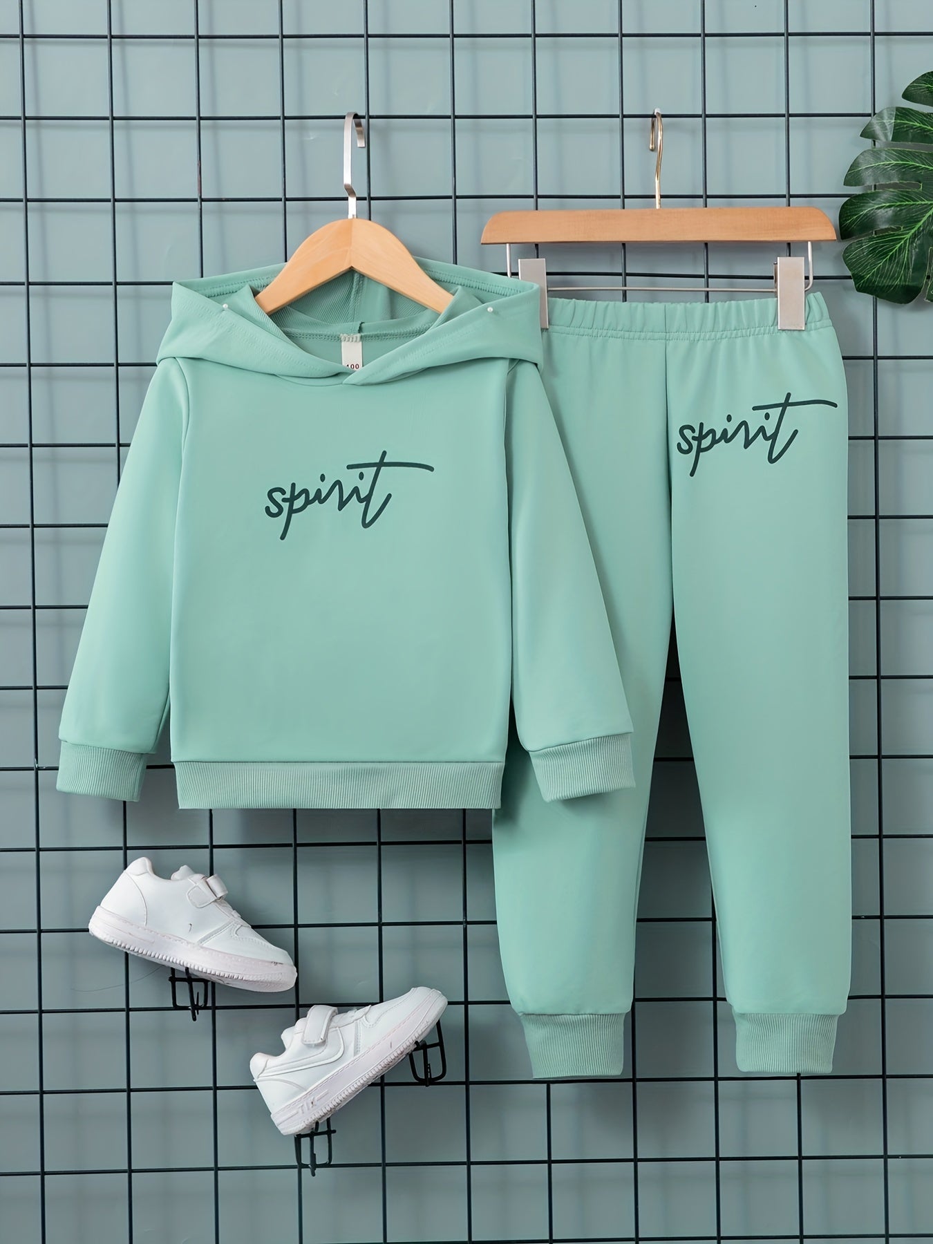Boy's SPRIT Print Hoodie & Sweatpants Set Casual Kid's Clothes