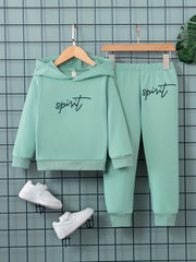 Boy's SPRIT Print Hoodie & Sweatpants Set Casual Kid's Clothes