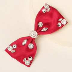Fabric Rhinestone Bow Hair Clip Solid Hair Clip Hair Accessories
