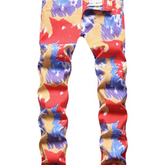 Men's Stylish Colorful Jeans Slim Fit Pants For Outdoor