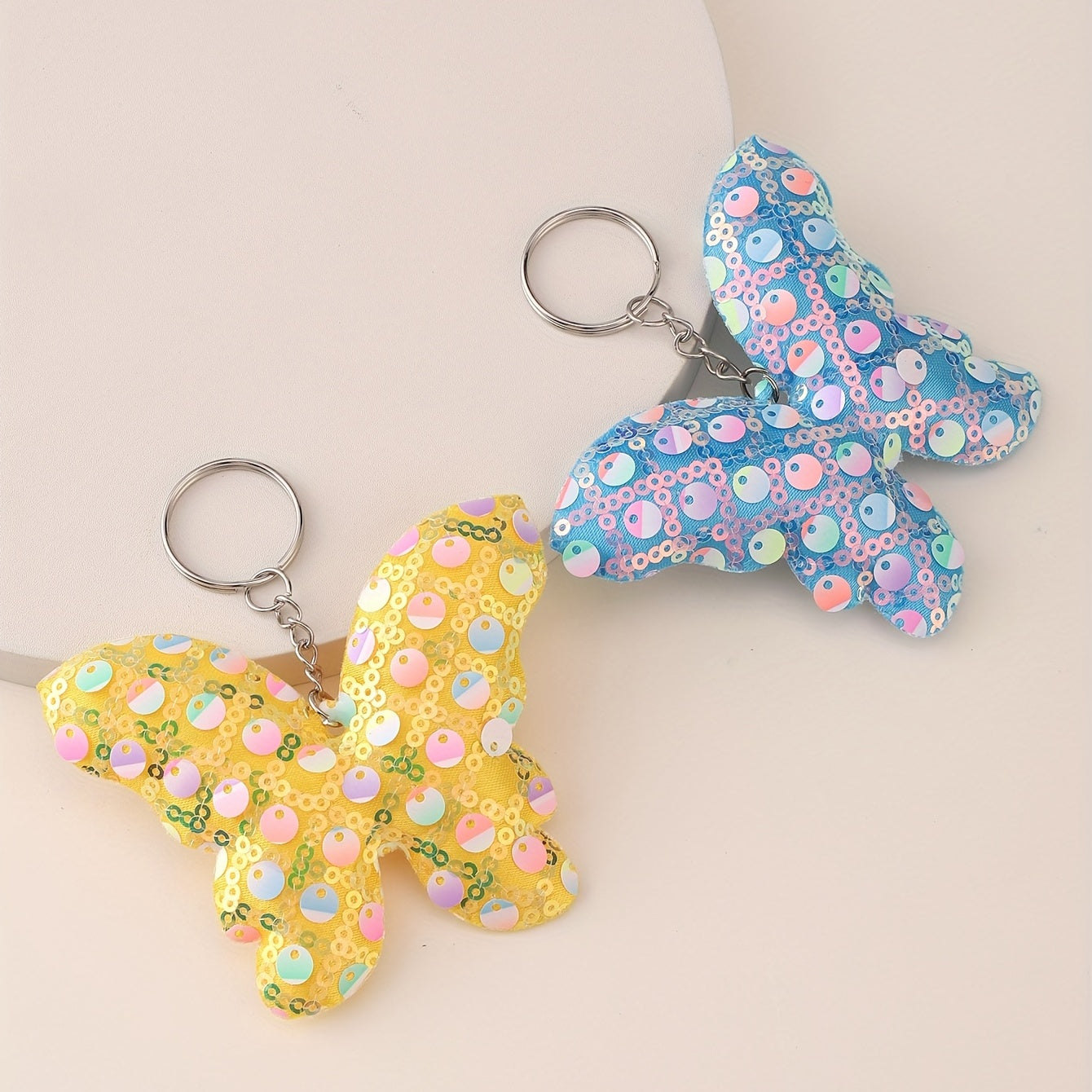 8pcs Sequin Butterfly Charm Keychain Luggage Pendant Backpack Handbag