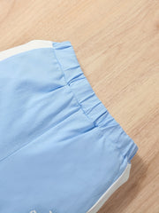 Boys Cotton Colorblock T Shirt & Shorts Set For Leisure Vacation