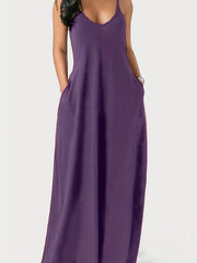 Basic Dress Women's Plain V Neck Stretch Cami Maxi Dress