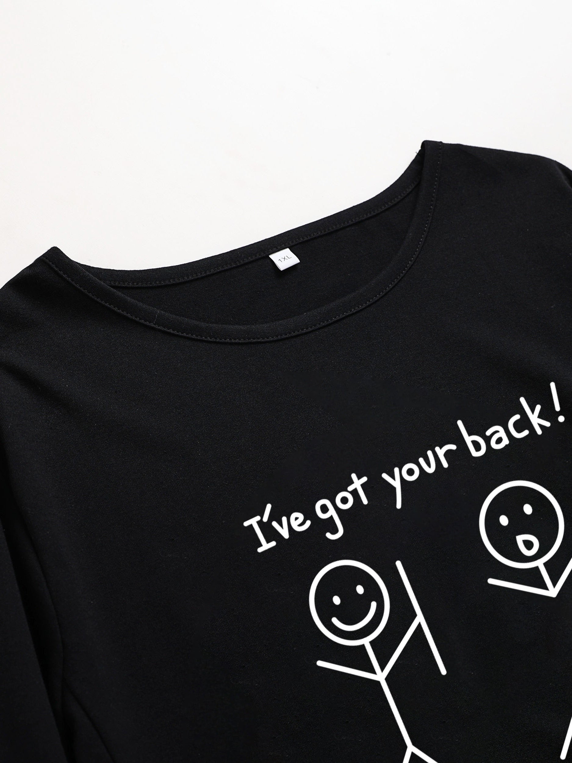 Casual Dress Women's Plus Slogan & Cartoon Figure Print Roll Up Sleeve