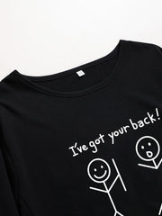 Casual Dress Women's Plus Slogan & Cartoon Figure Print Roll Up Sleeve