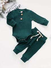 2pcs Baby Boys Girls Long Sleeve Onesie & Pants Set