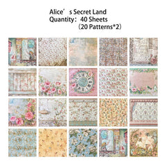 40 Sheets Vintage Lace Scrapbook Paper, Non-Sticky Square Background Paper