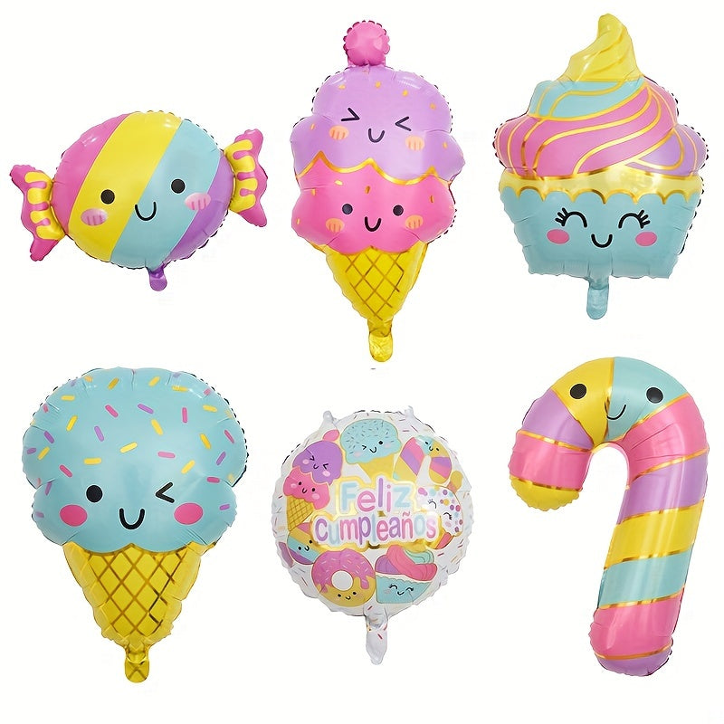 5pcs Cartoon Ice Cream Party Balloon Set