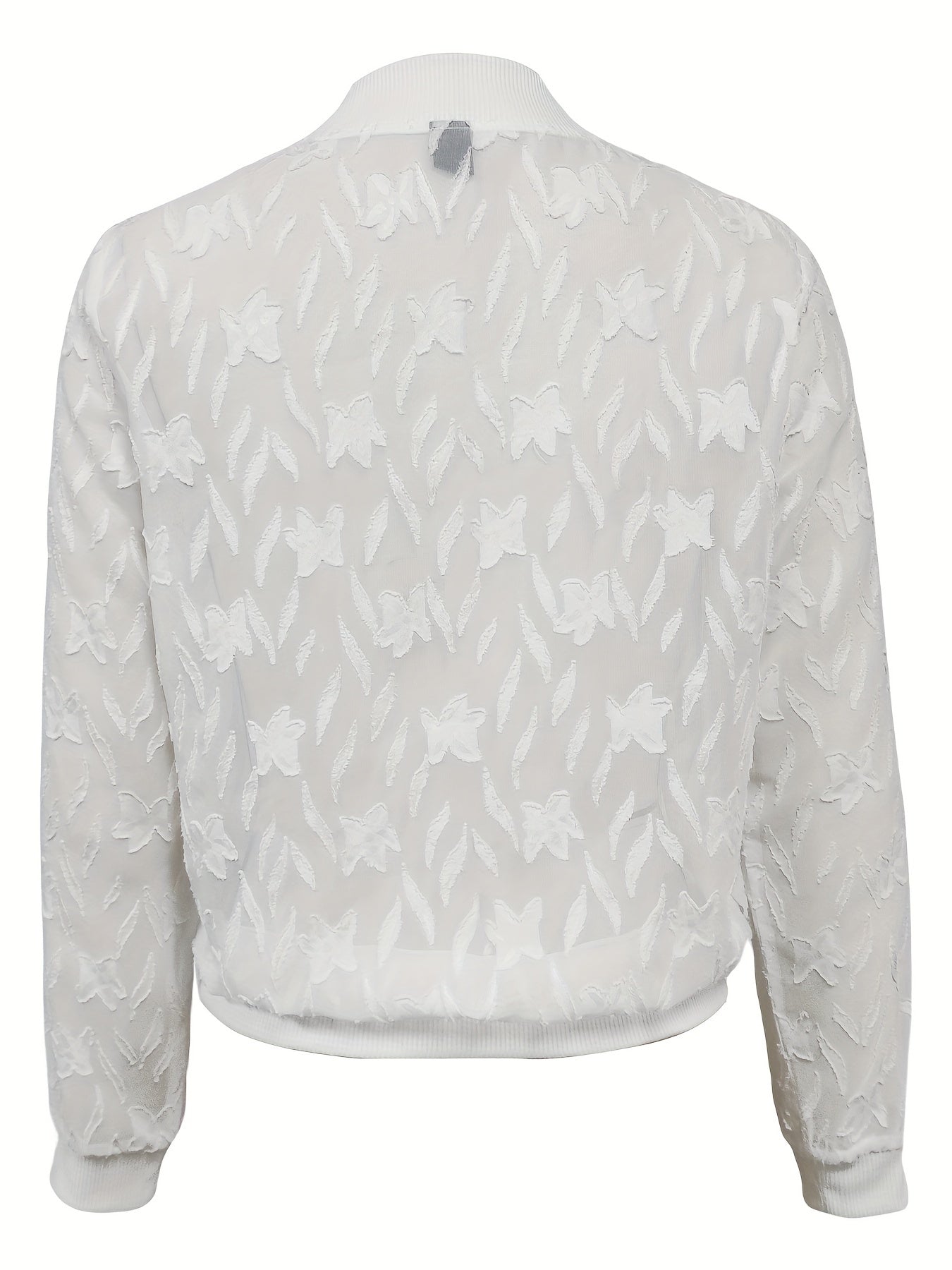 Jacquard Zip Up Jacket Baseball Neck Long Sleeve Outerwear