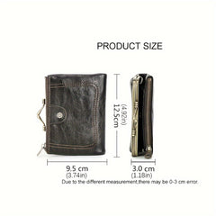 Vintage Leather RFID Blocking Wallet with Zipper Closure