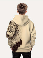 Boys Lion Print Hooded Sweatshirt for Spring Fall