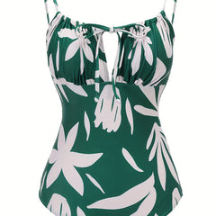 Floral Print Tummy Control One Piece Swimsuit