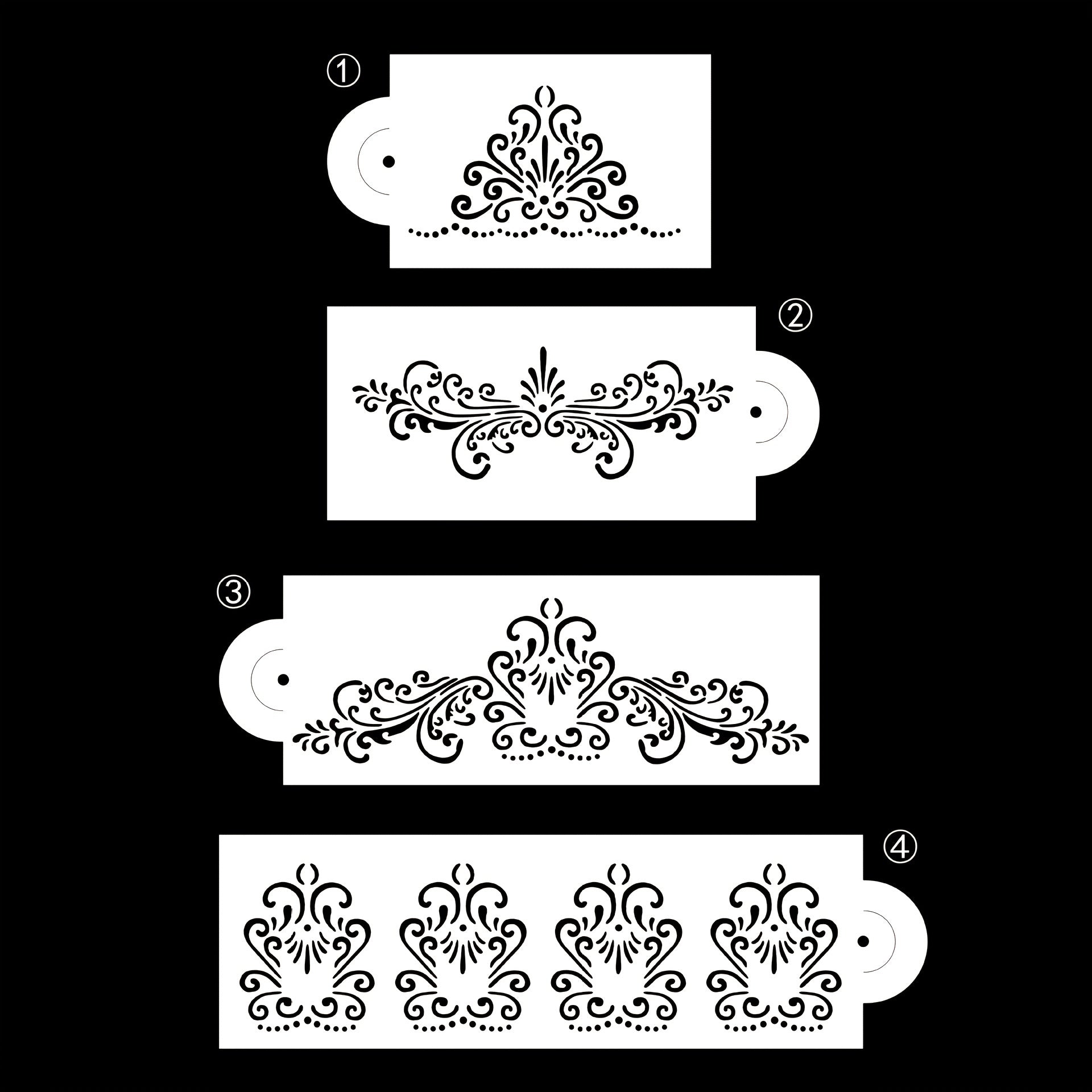 4pcs Cake Decorating Stencils & Templates - Easy Floral Design