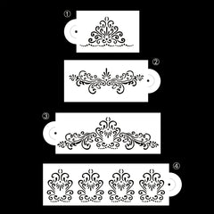 4pcs Cake Decorating Stencils & Templates - Easy Floral Design