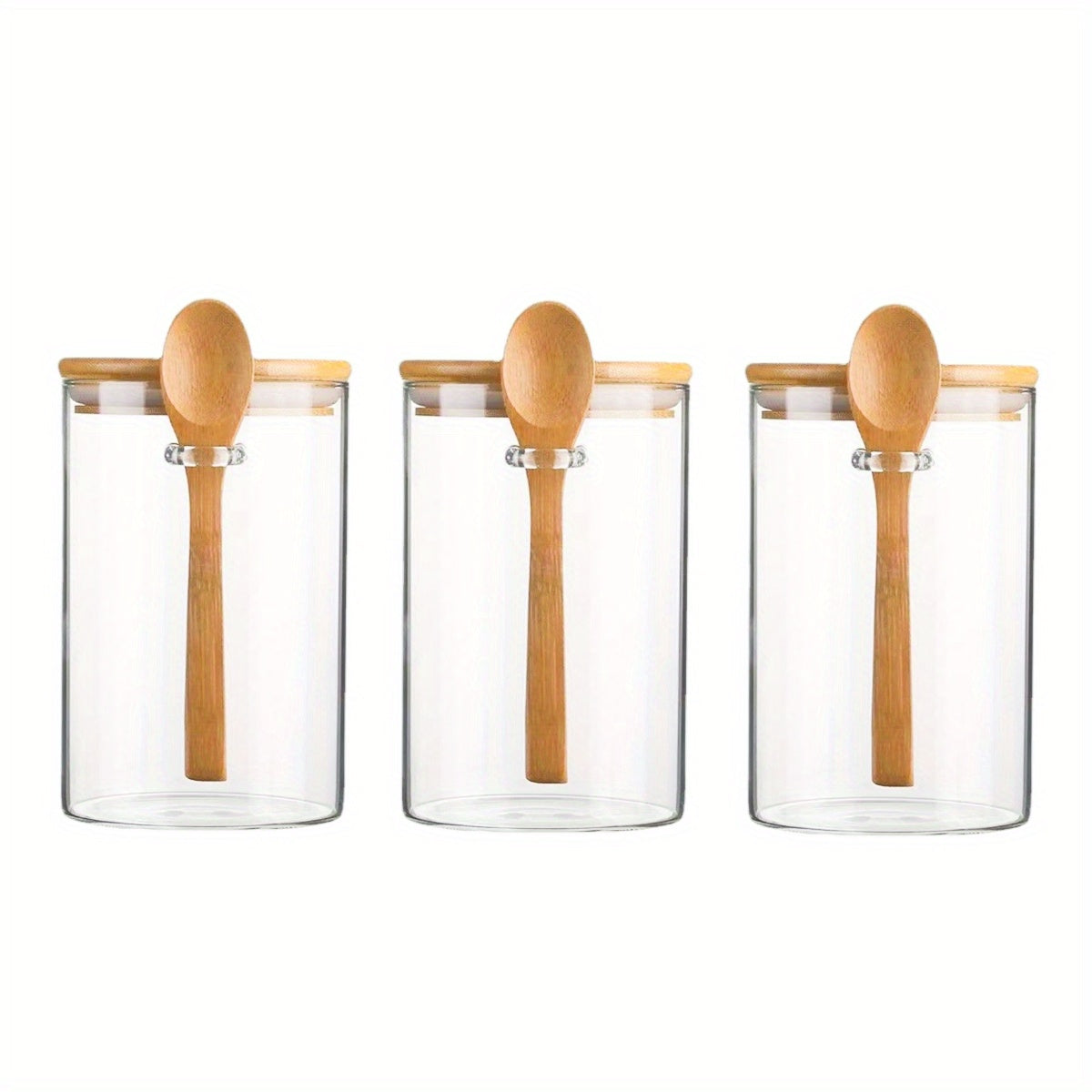 3 Pack 18oz Round Glass Jar High Borosilicate Glass Sealed Jar With Spoon