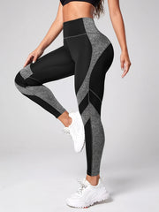 High Waist Yoga Leggings with Contrast Stripes