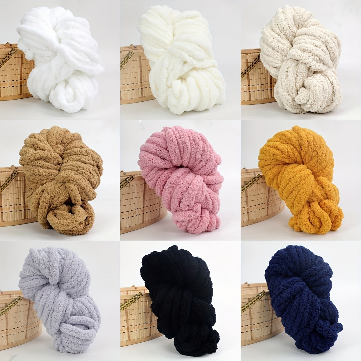 Hand Woven Thick Chenille Yarn Blanket Soft Washable DIY Arm Knit Blanket