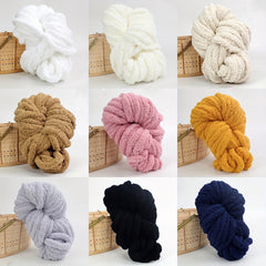 Hand Woven Thick Chenille Yarn Blanket Soft Washable DIY Arm Knit Blanket