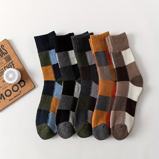 5 Pairs Ruffle Plaid Rabbit Wool Warm Socks