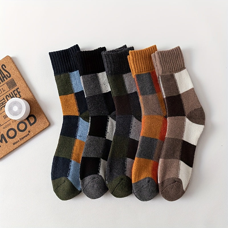 5 Pairs Winter Warm Fleece Socks Thickened Cotton Socks for Men