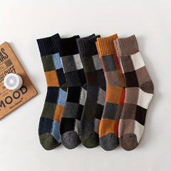 5 Pairs Ruffle Plaid Rabbit Wool Warm Socks