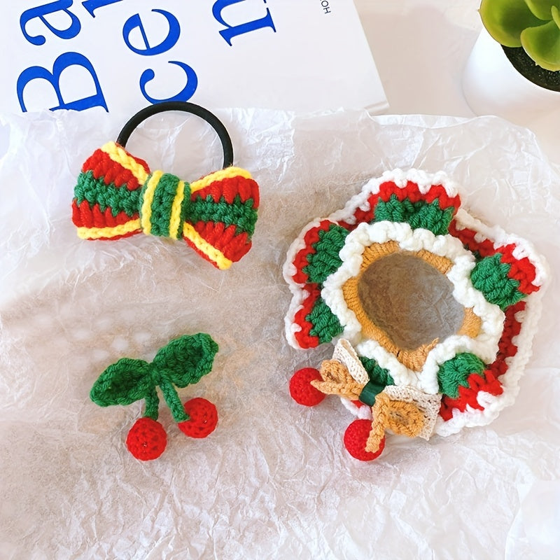 Christmas Knit Hair Ties Hair Clip for Kids