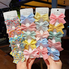5-Piece Plaid Floral Polka Dot Hair Clips for Baby Girls