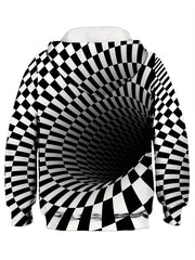 Checkerboard Pattern Kid's Hoodie for Spring Fall