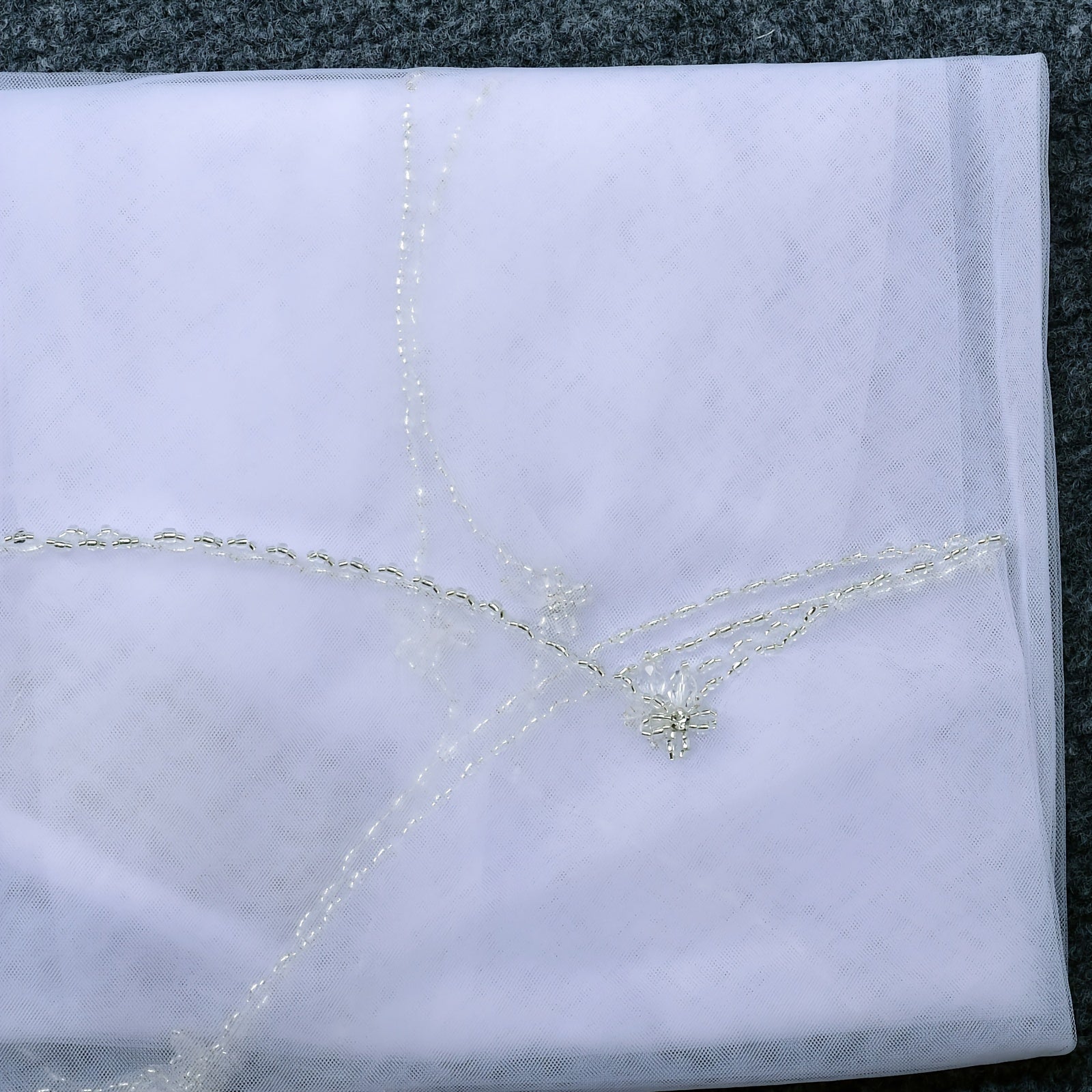 Handcrafted Beaded Edge Single Layer Bridal Veil with Comb