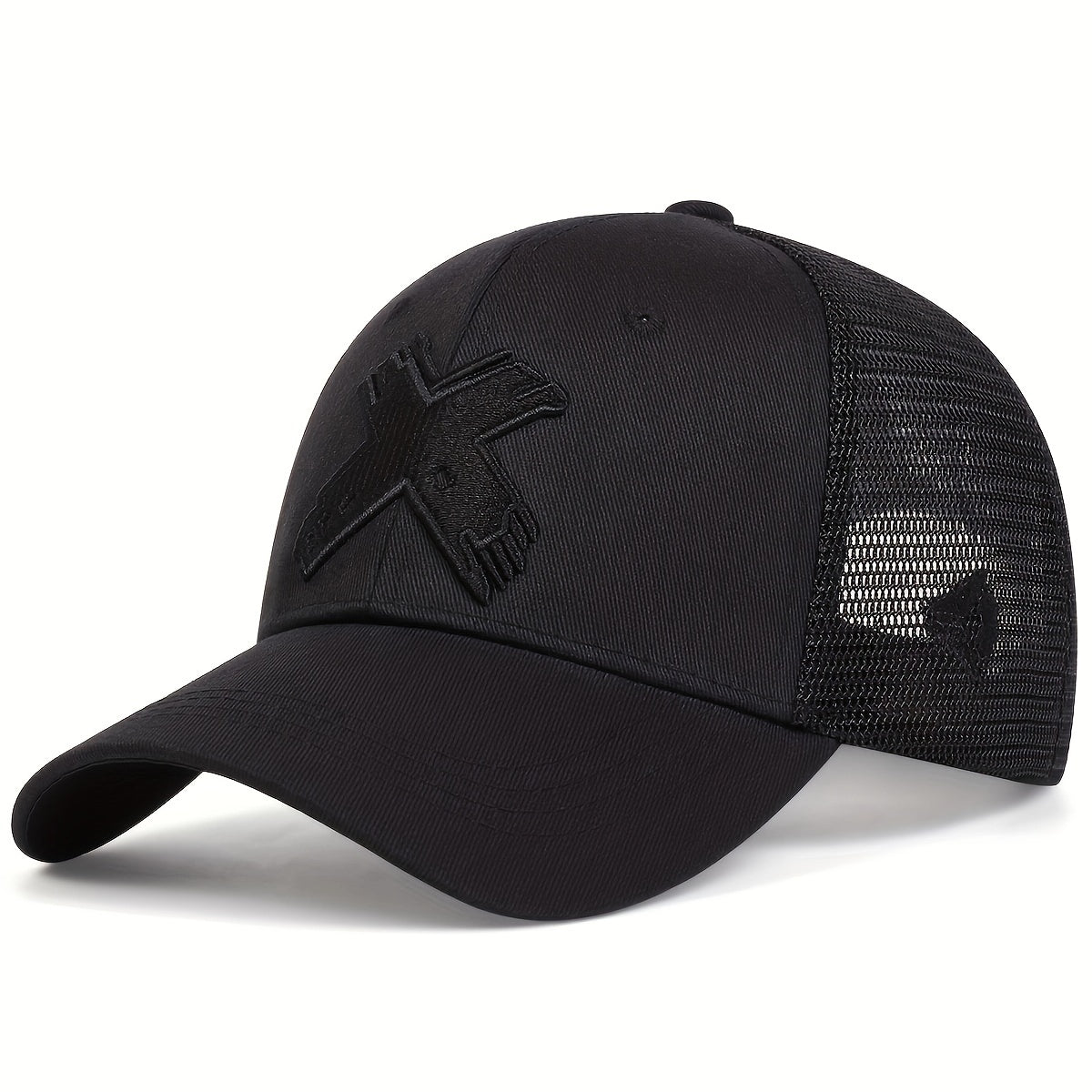 X Embroidery Unisex Trucker Hat Mesh Baseball Cap Lightweight Sunshade