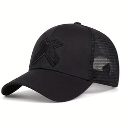 X Embroidery Unisex Trucker Hat Mesh Baseball Cap Lightweight Sunshade