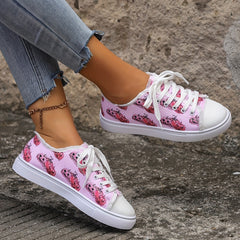 Halloween Pink Pumpkin Print Flat Skate Shoes
