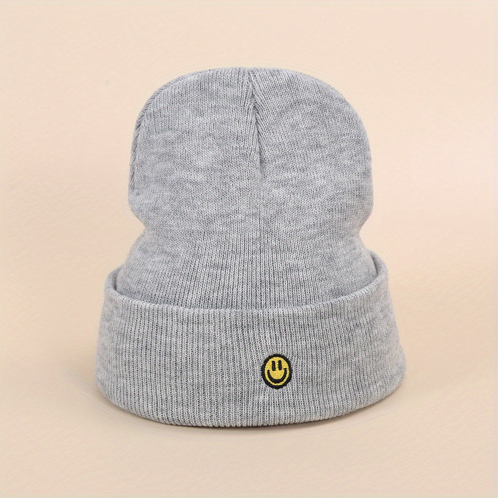 Sport Knit Beanie Hat with Smile Embroidered Warm Ski Cold Hat
