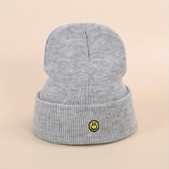 Sport Knit Beanie Hat with Smile Embroidered Warm Ski Cold Hat
