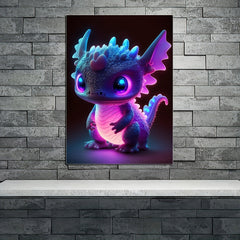 Modern Art Neon Baby Dragon Wall Sticker For Kids Room Decor