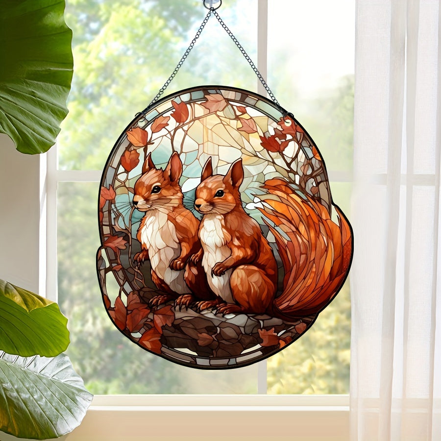 Autumn Smell Squirrel Home Window Decoration - Wall Decor