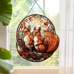 Autumn Smell Squirrel Home Window Decoration - Wall Decor