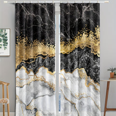 Grey Marble Window Curtains - Set of 2 Panels