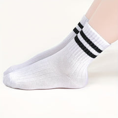 Boy's Striped Crew Socks Breathable Comfy Casual Style Unisex Socks