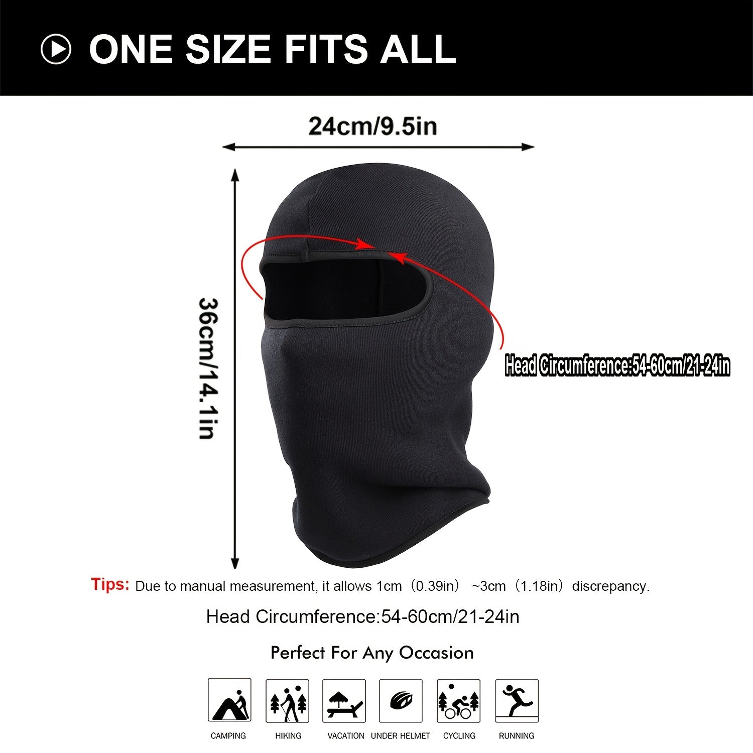 Windproof Fleece Balaclava Full Face Mask for Skiing Snowboarding Hiking Cycling