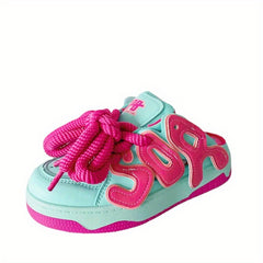Women's Lace Up Skate Shoes Thick Sole Flatform Sneakers